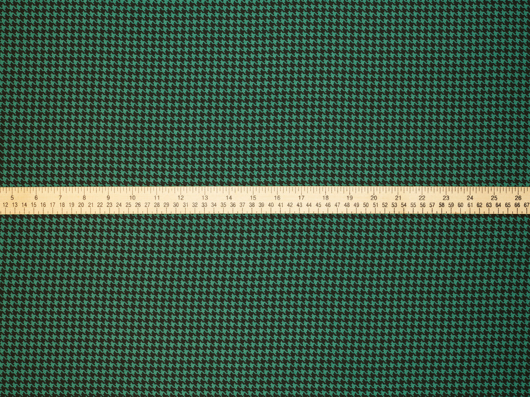 Lightweight  satin dobby fabric by the yard - Green and Black  Houndstooth