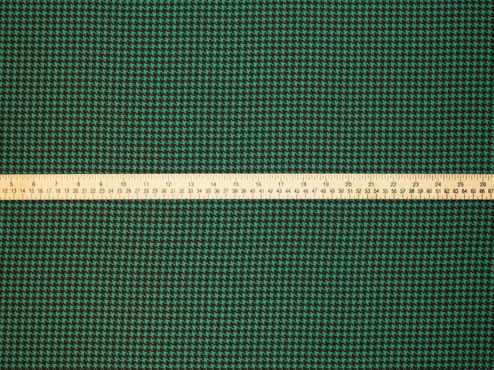 Lightweight  satin dobby fabric by the yard - Green and Black  Houndstooth