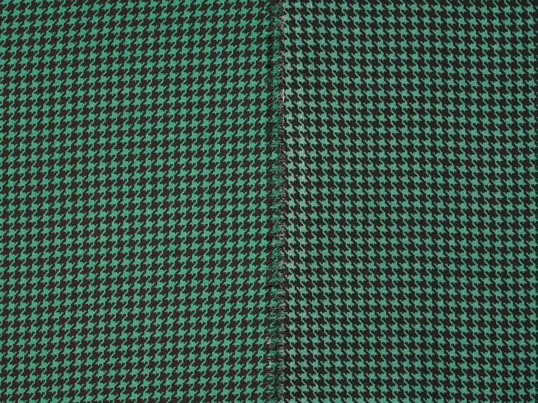 Lightweight  satin dobby fabric by the yard - Green and Black  Houndstooth