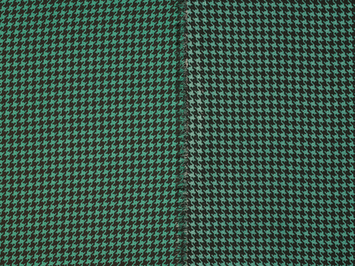 Lightweight  satin dobby fabric by the yard - Green and Black  Houndstooth