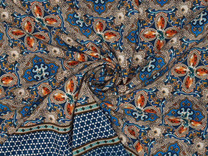 Peachskin  fabric by the yard - Jewels border print