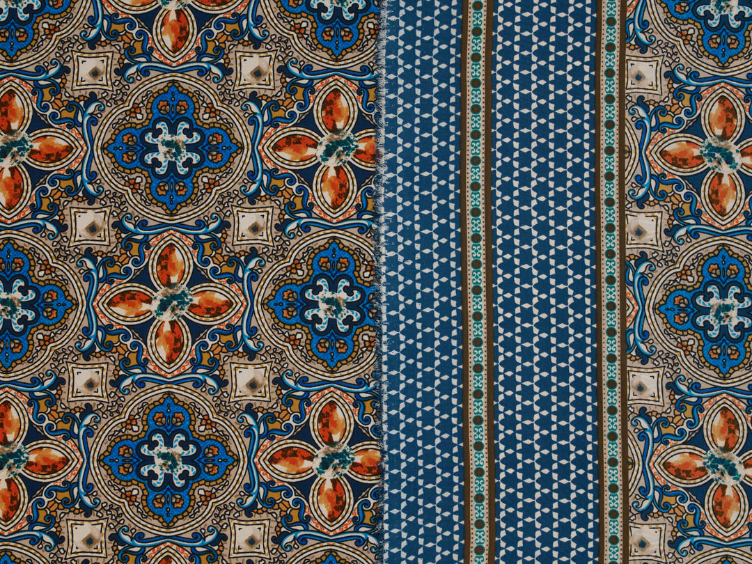 Peachskin  fabric by the yard - Jewels border print