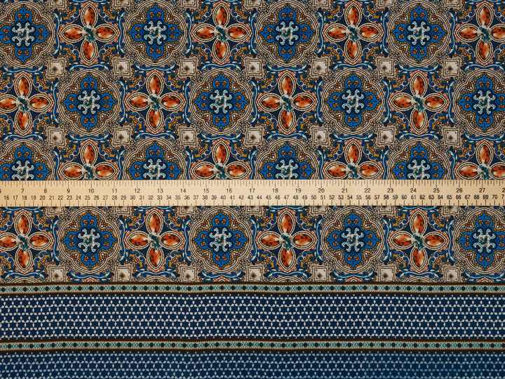 Peachskin  fabric by the yard - Jewels border print