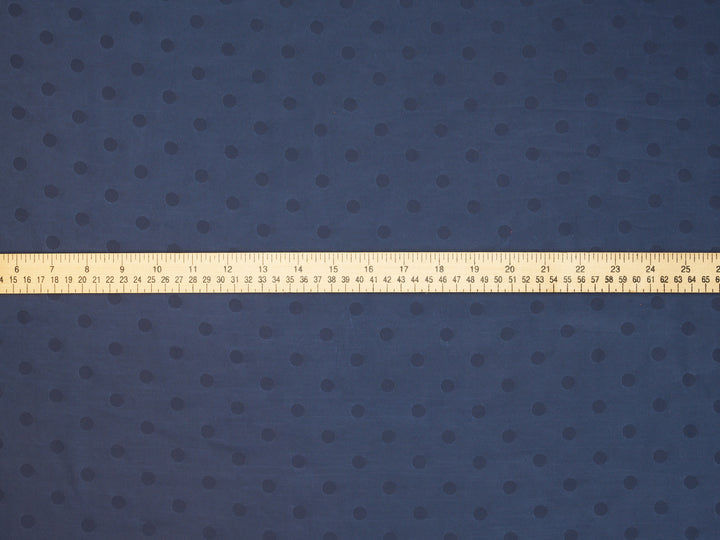 Silky Satin  Lightweight   Fabric - Navy Polka Dots