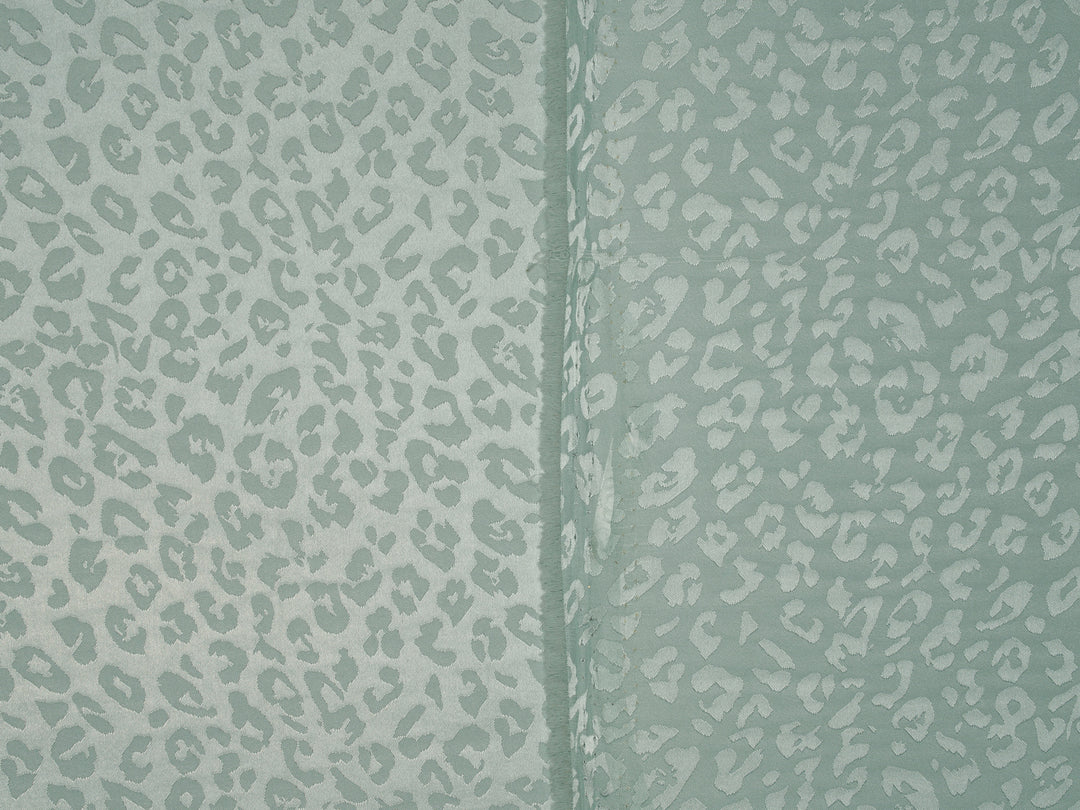 LIGHT TEAL - Silky Jacquard Satin fabric by the yard -Cheetah jacquard pattern -  flowy fabric