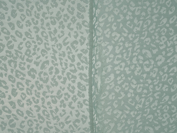 LIGHT TEAL - Silky Jacquard Satin fabric by the yard -Cheetah jacquard pattern -  flowy fabric
