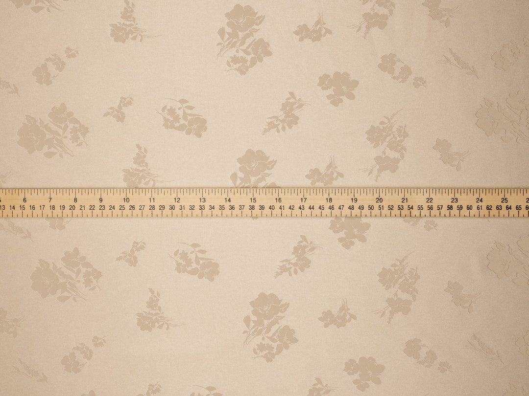 TAUPE lightweight silky jacquard satin -  fabric by the yard - Floral  jacquard pattern