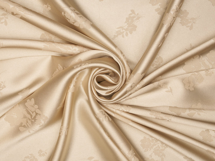 TAUPE lightweight silky jacquard satin -  fabric by the yard - Floral  jacquard pattern