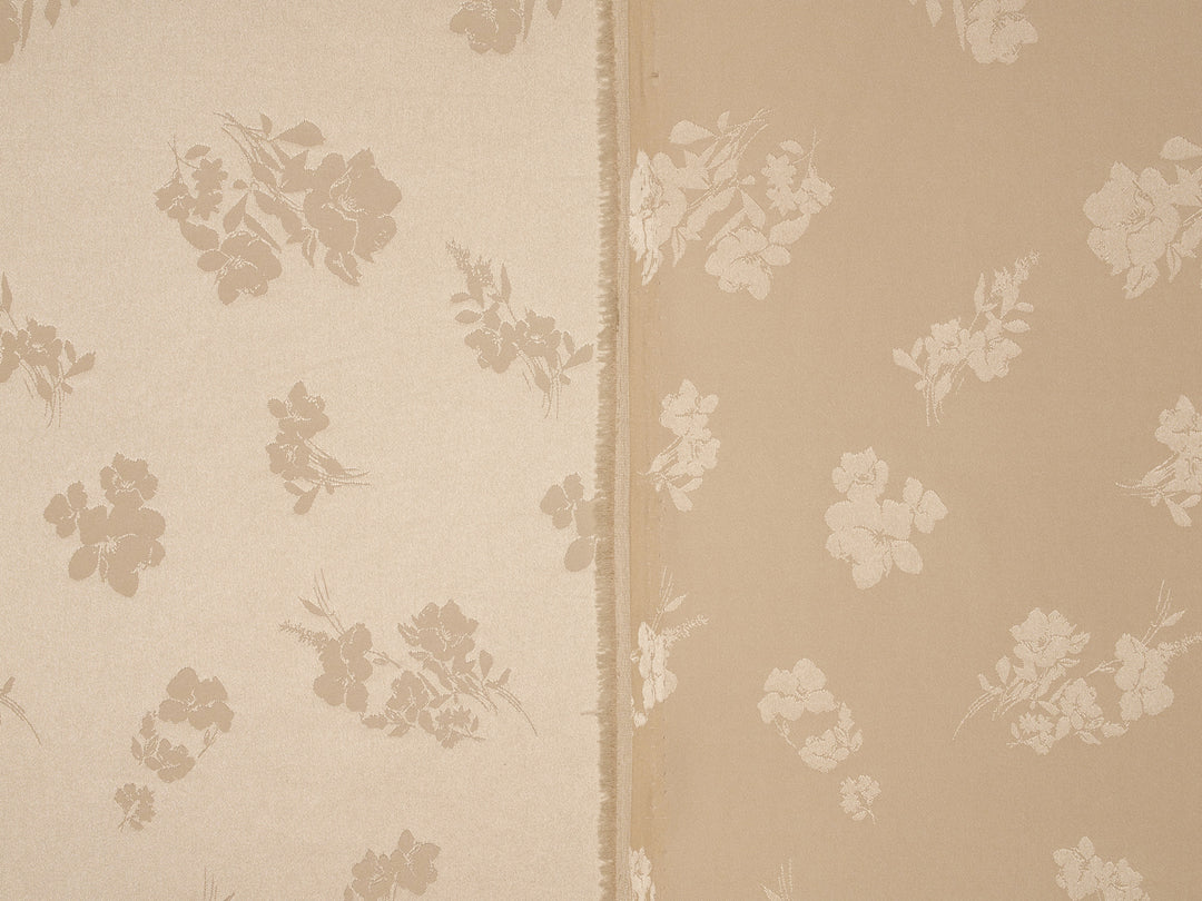 TAUPE lightweight silky jacquard satin -  fabric by the yard - Floral  jacquard pattern