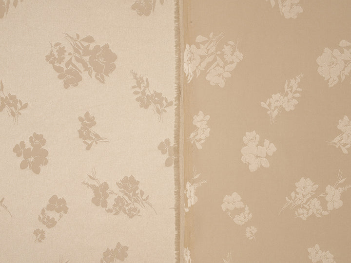 TAUPE lightweight silky jacquard satin -  fabric by the yard - Floral  jacquard pattern