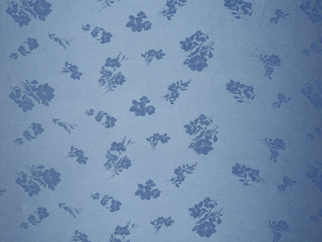DENIM BLUE lightweight silky jacquard satin -  fabric by the yard - Floral  jacquard pattern