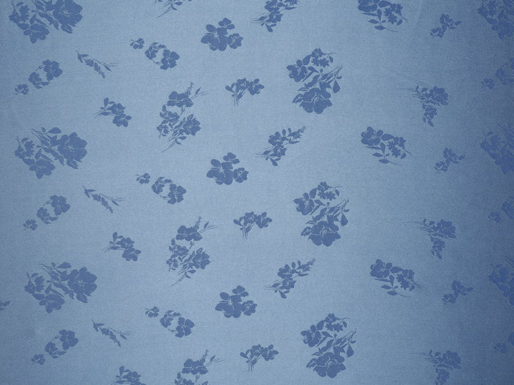 DENIM BLUE lightweight silky jacquard satin -  fabric by the yard - Floral  jacquard pattern