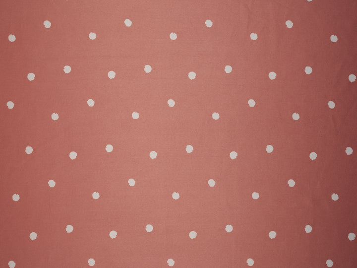 White Dots on Dusty Pink    print - Faux silk Satin  charmeuse fabric by the yard