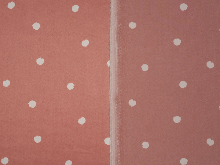 White Dots on Dusty Pink    print - Faux silk Satin  charmeuse fabric by the yard