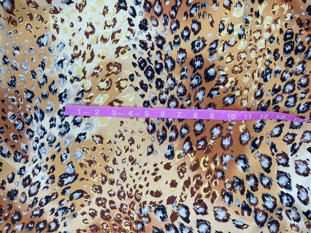 Lightweight  satin  fabric by the yard - Ivory Brown  animal print