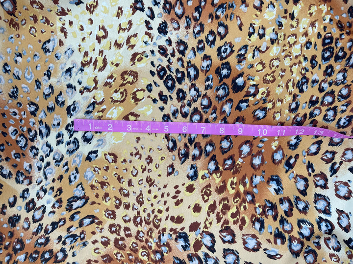 Lightweight  satin  fabric by the yard - Ivory Brown  animal print