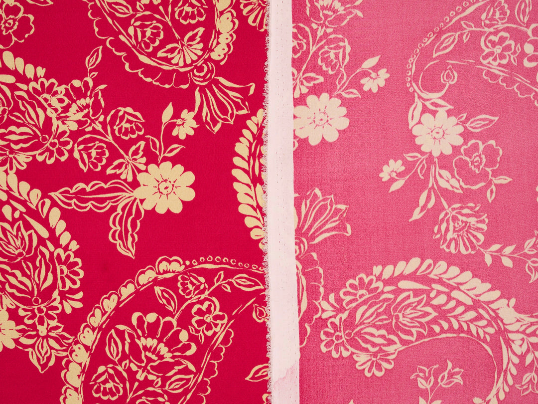 Lightweight  satin  dobby fabric by the yard - Floral and paisley