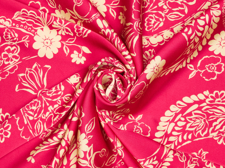 Lightweight  satin  dobby fabric by the yard - Floral and paisley