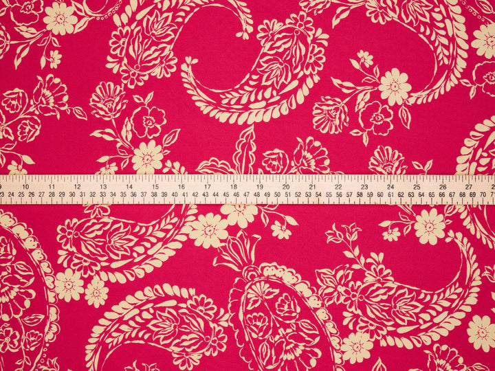 Lightweight  satin  dobby fabric by the yard - Floral and paisley