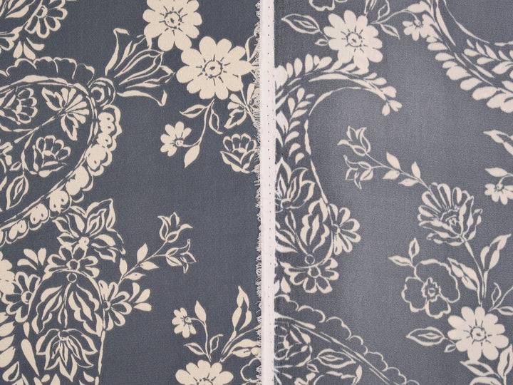 Lightweight  satin  dobby fabric by the yard - Floral and paisley