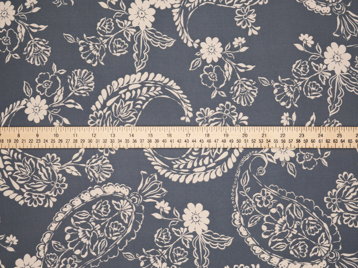 Lightweight  satin  dobby fabric by the yard - Floral and paisley