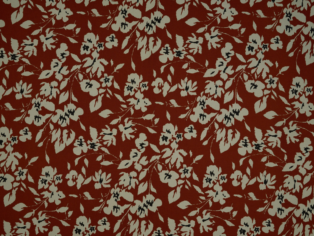 Woolpeach  fabric by the yard - Burgundy with Smokey gray and blue flowers