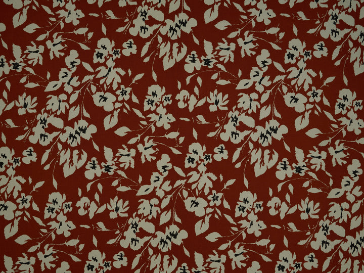 Woolpeach  fabric by the yard - Burgundy with Smokey gray and blue flowers