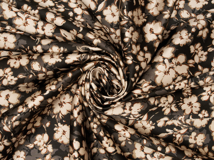 Faux silk charmeuse satin fabric by the yard -  Small floral   print