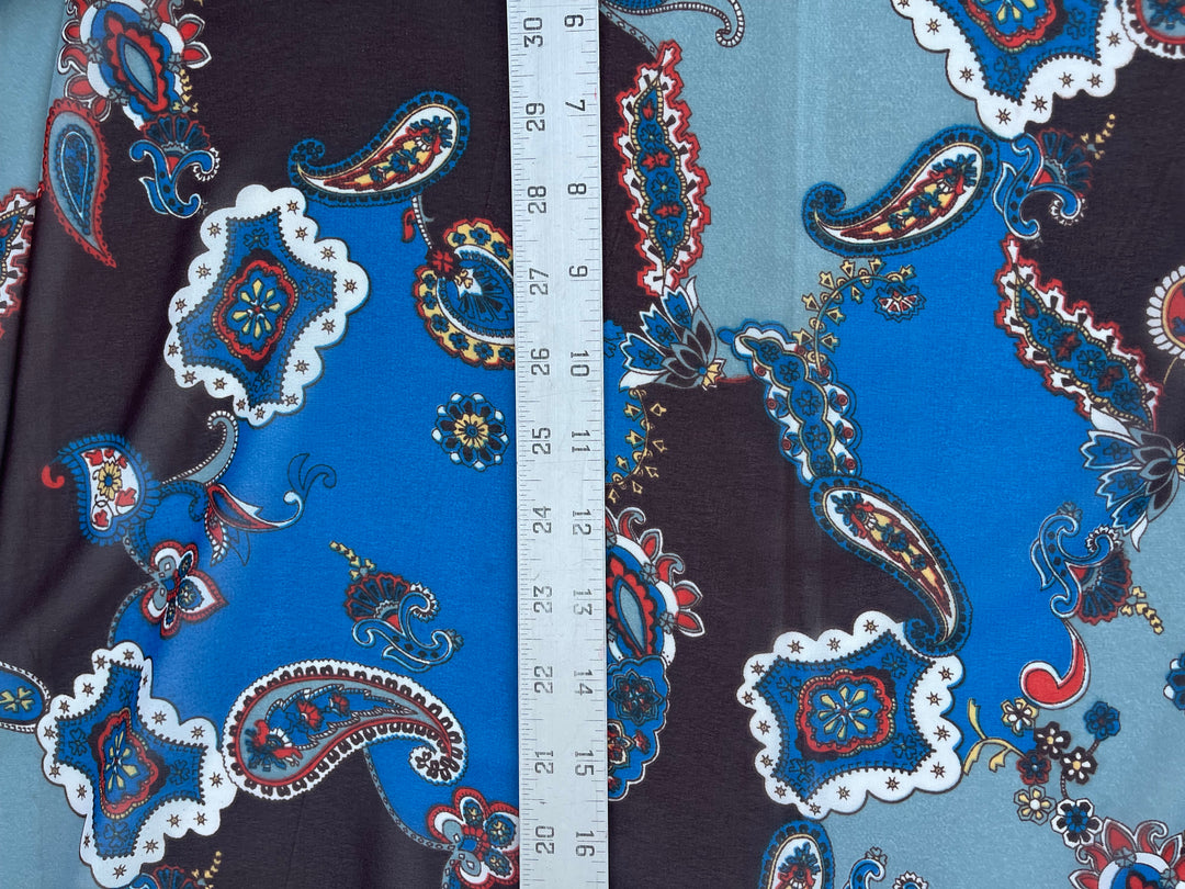 Chiffon fabric by the yard - Blue Paisley Print