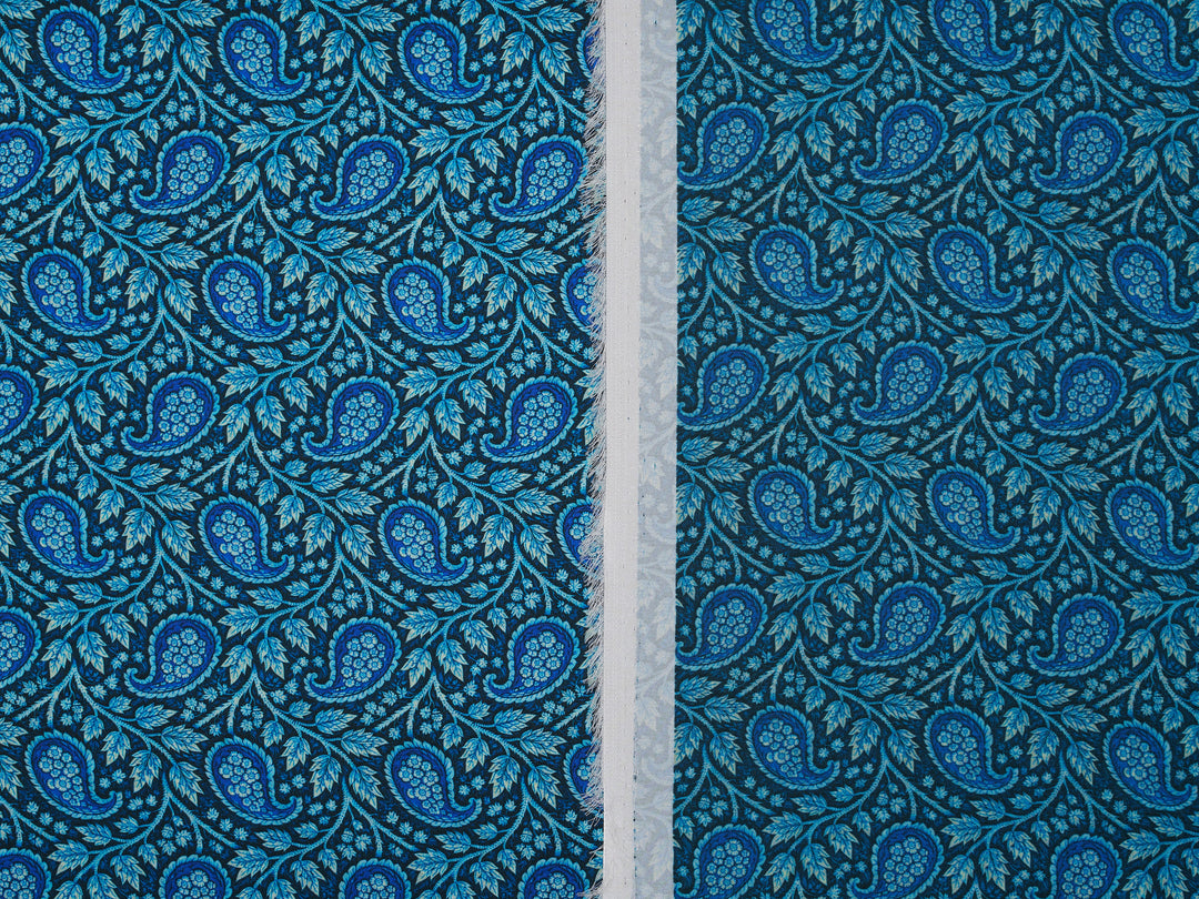 Black & Blue Paisley Satin Charmeuse Fabric by the Yard – Silky Western Apparel Fabric