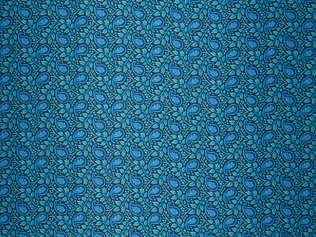 Black & Blue Paisley Satin Charmeuse Fabric by the Yard – Silky Western Apparel Fabric