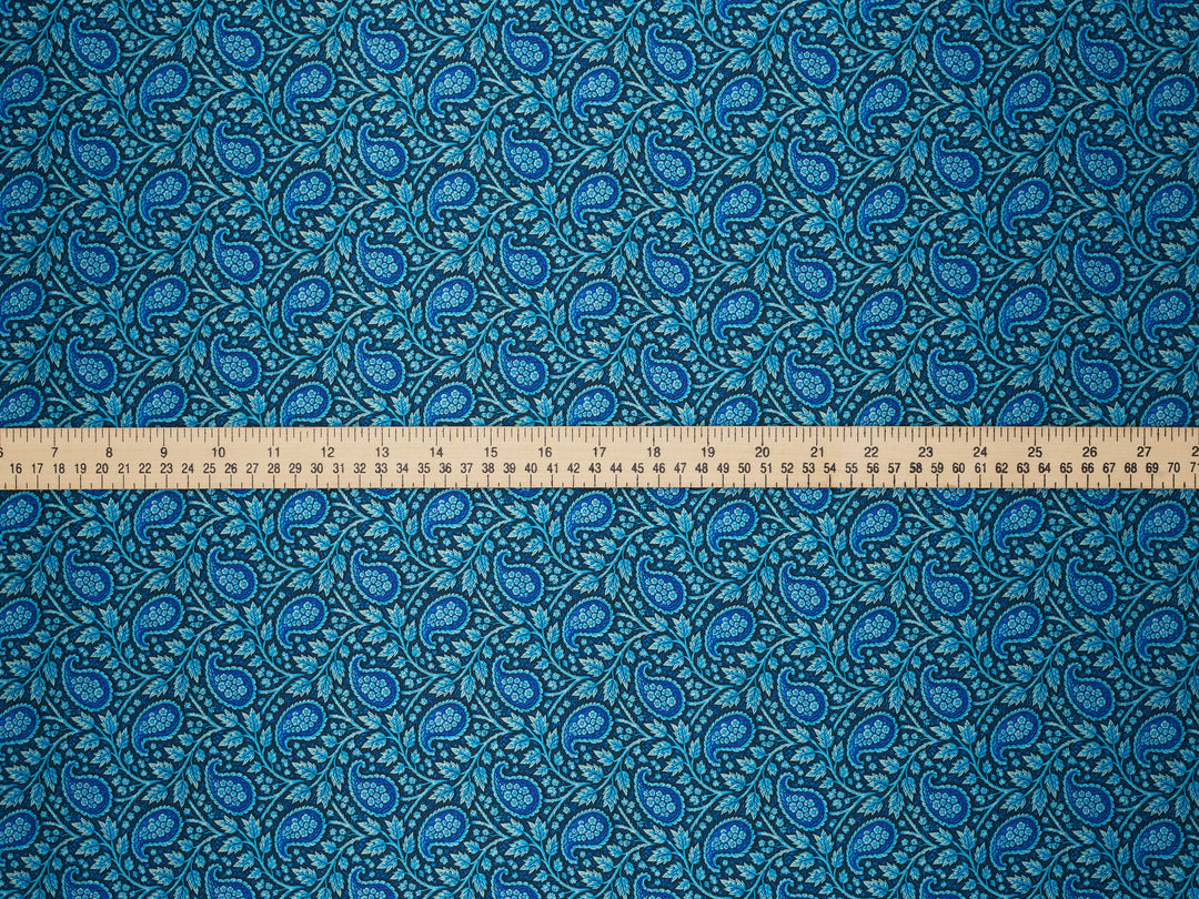 Black & Blue Paisley Satin Charmeuse Fabric by the Yard – Silky Western Apparel Fabric