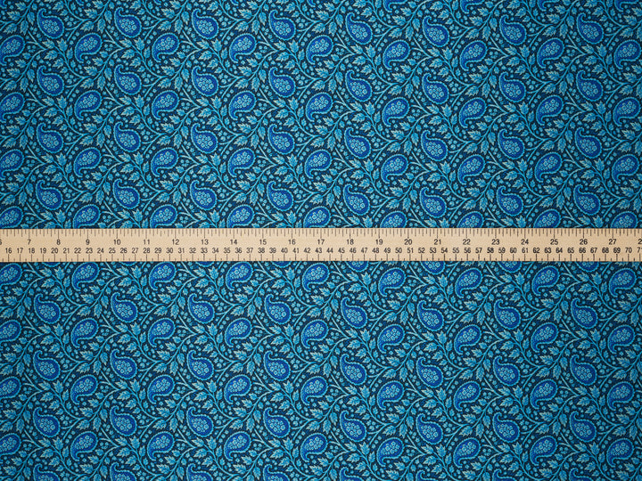 Black & Blue Paisley Satin Charmeuse Fabric by the Yard – Silky Western Apparel Fabric