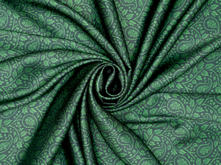Green & Black &  Paisley Charmeuse Satin Fabric by the Yard – Silky Western Apparel Print