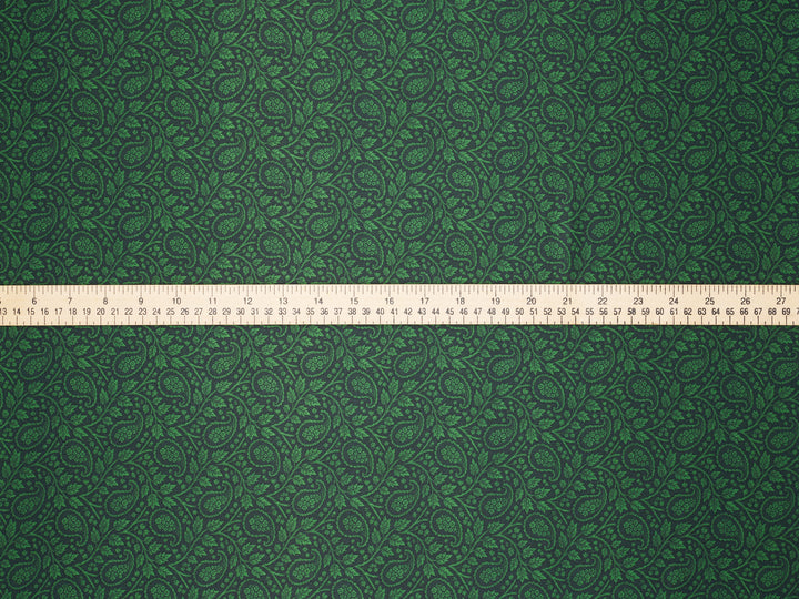 Green & Black &  Paisley Charmeuse Satin Fabric by the Yard – Silky Western Apparel Print