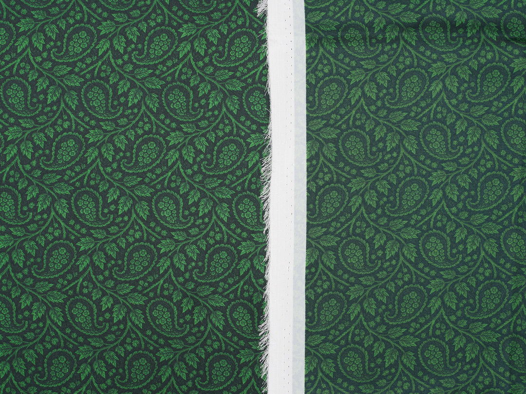Green & Black &  Paisley Charmeuse Satin Fabric by the Yard – Silky Western Apparel Print