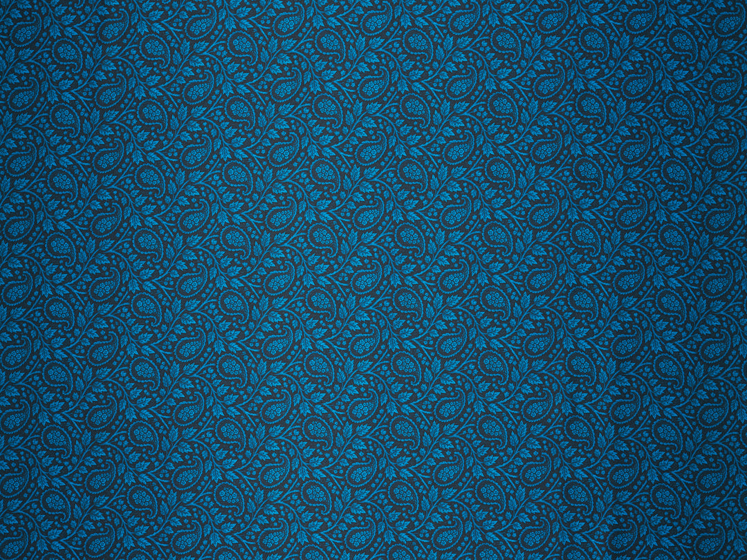 Black & Blue  Paisley    Silky Satin Charmeuse print by the yard  - Silky  Western apparel  print
