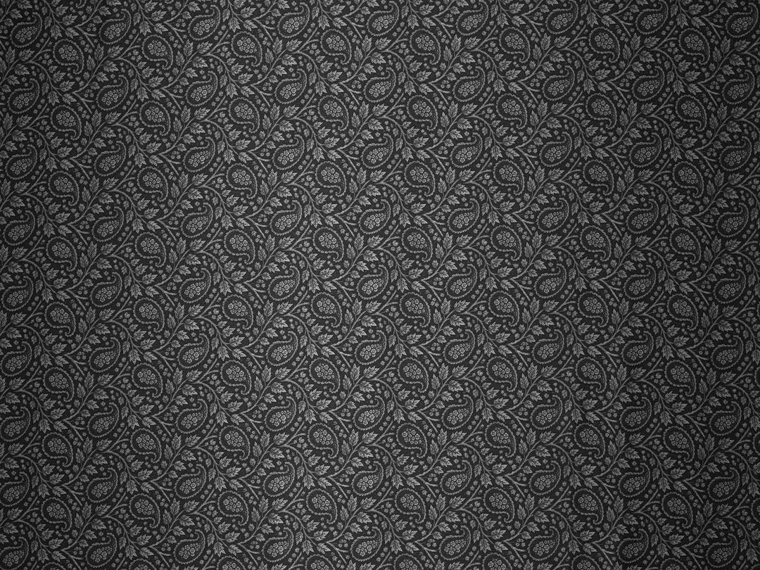 Black & Off-White Paisley Charmeuse Satin Fabric by the Yard – Silky Western Apparel Print