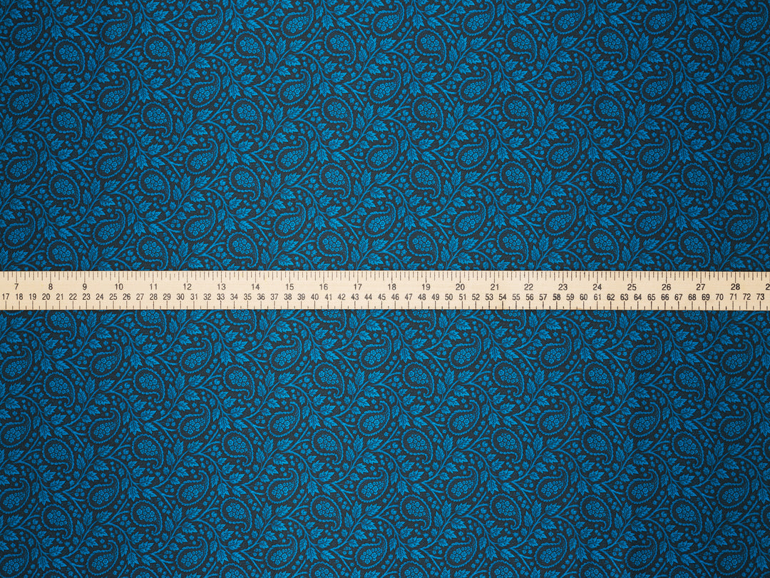 Black & Blue  Paisley    Silky Satin Charmeuse print by the yard  - Silky  Western apparel  print