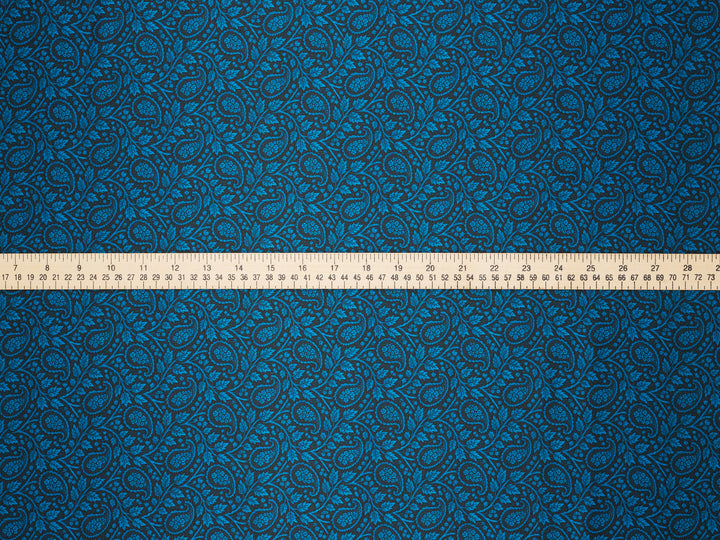 Black & Blue  Paisley    Silky Satin Charmeuse print by the yard  - Silky  Western apparel  print