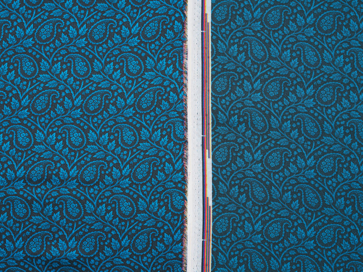 Black & Blue  Paisley    Silky Satin Charmeuse print by the yard  - Silky  Western apparel  print