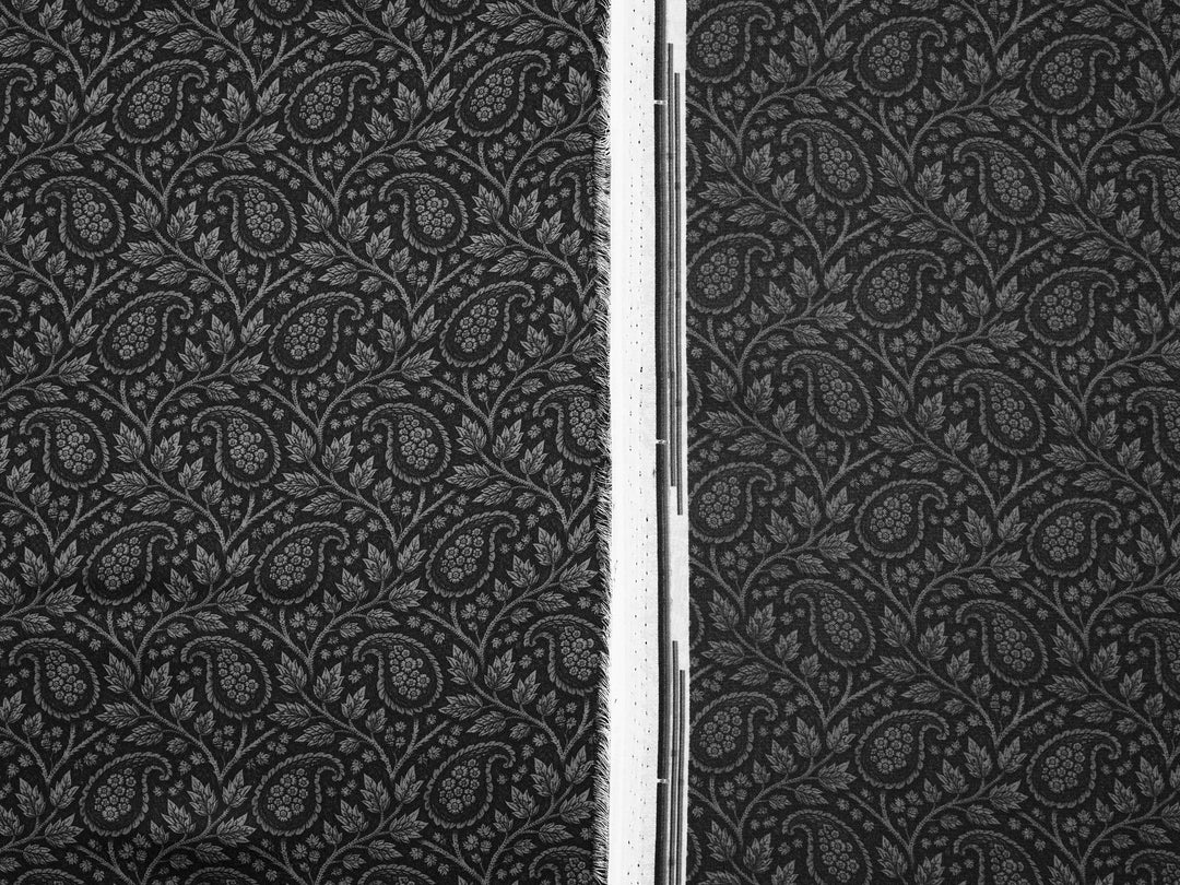 Black & Off-White Paisley Charmeuse Satin Fabric by the Yard – Silky Western Apparel Print