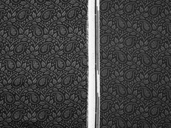 Black & Off-White Paisley Charmeuse Satin Fabric by the Yard – Silky Western Apparel Print