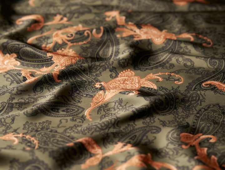 Charmeuse satin fabric by the yard -  Old country paisley print