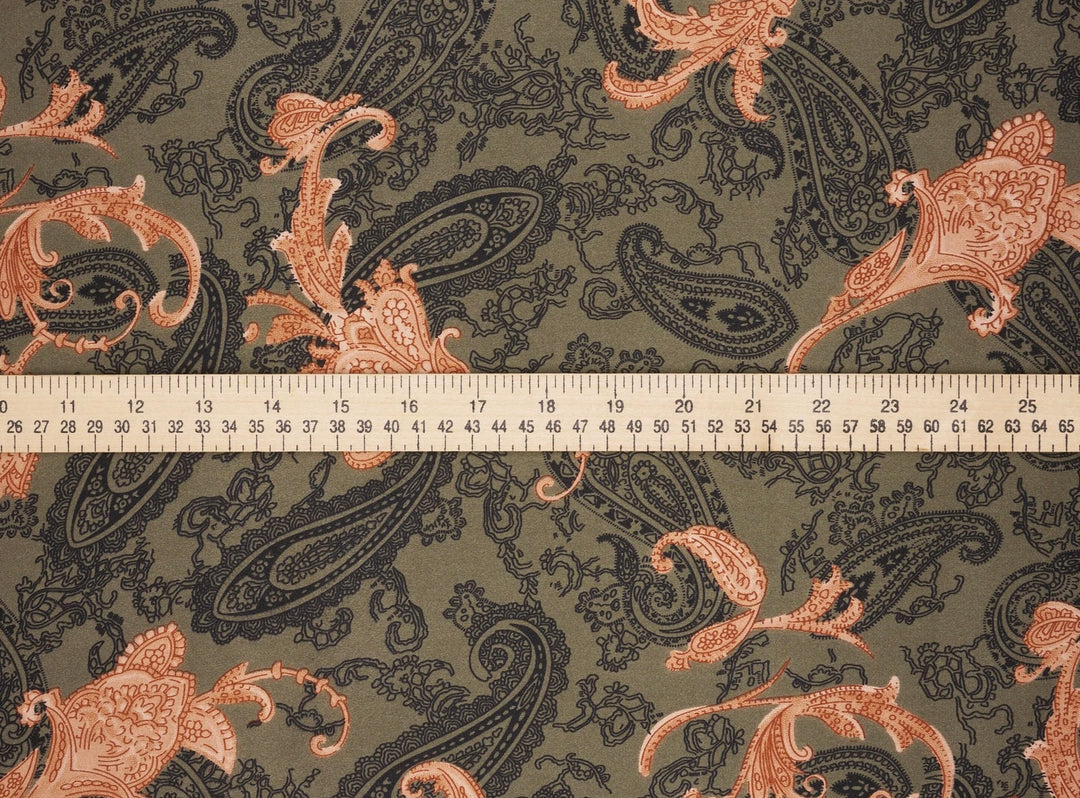 Charmeuse satin fabric by the yard -  Old country paisley print