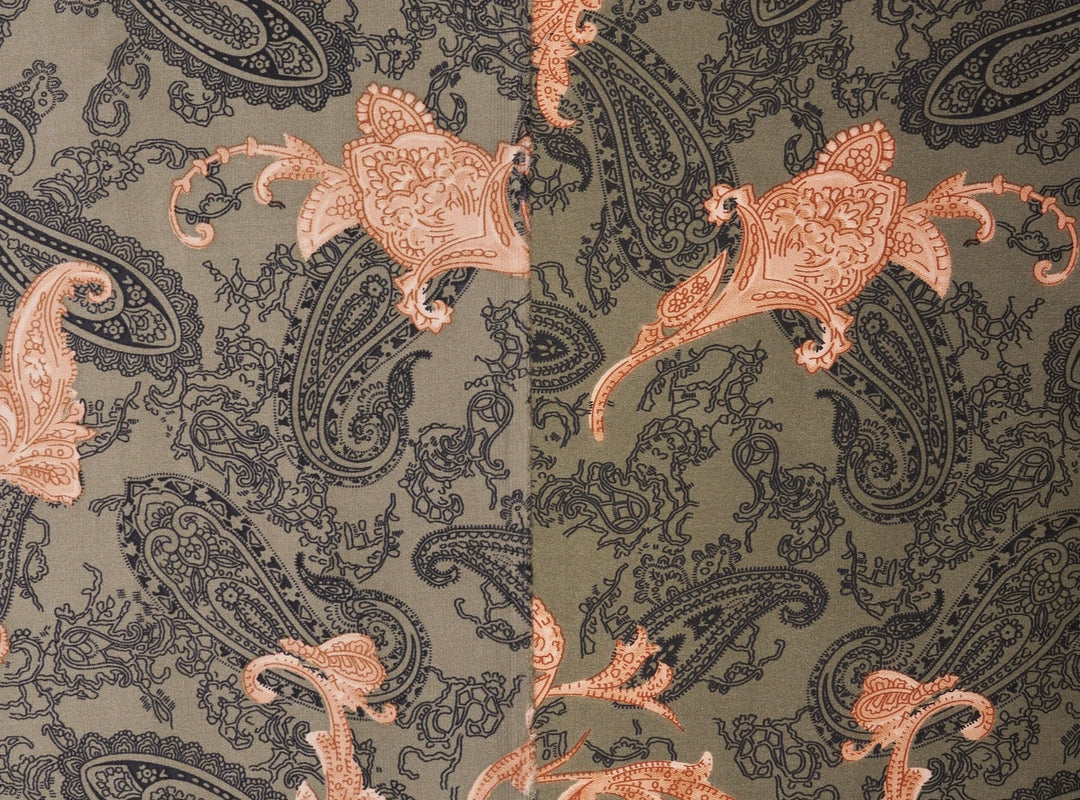 Charmeuse satin fabric by the yard -  Old country paisley print