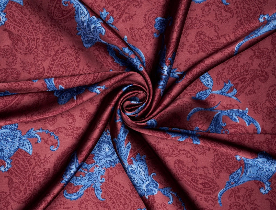 Charmeuse satin fabric by the yard -  Old country paisley print