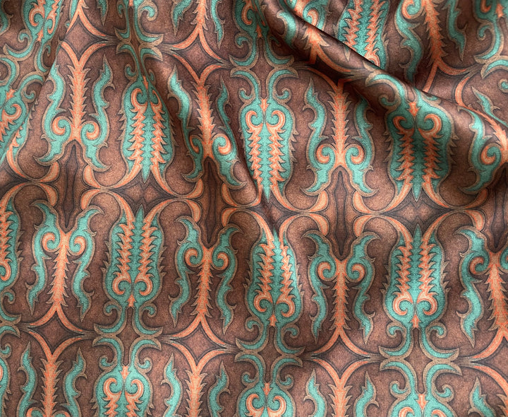Leather Stitching   - Silky Satin Charmeuse print - fabric by the yard -  double sublimation print
