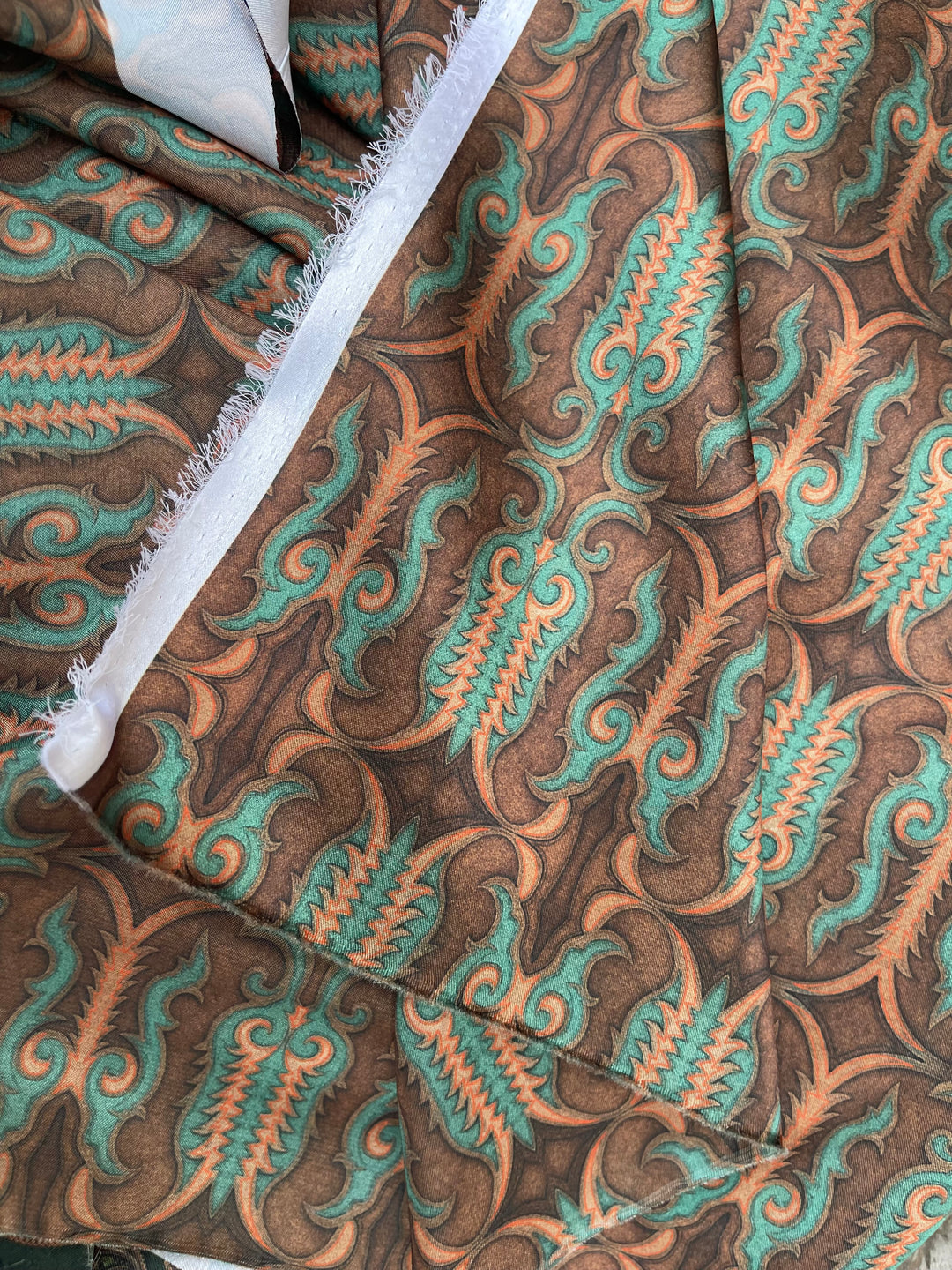 Leather Stitching   - Silky Satin Charmeuse print - fabric by the yard -  double sublimation print
