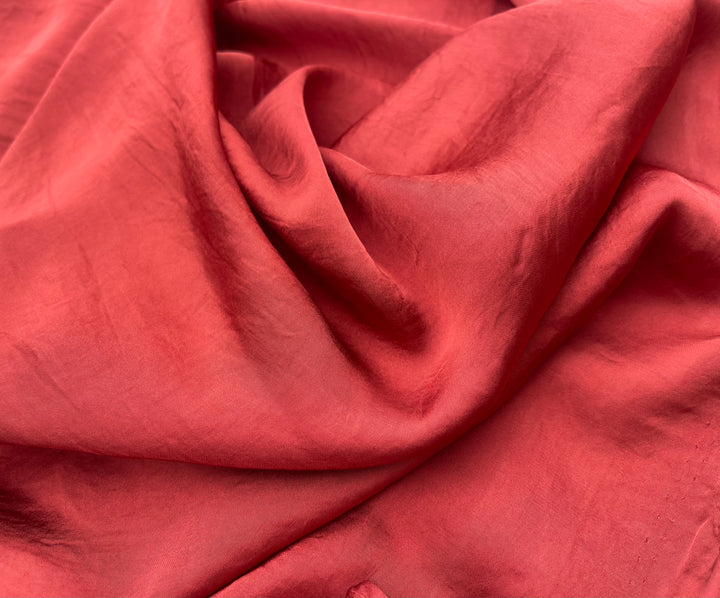 Lightweight  satin fabric by the yard - Lipstick Red solid color